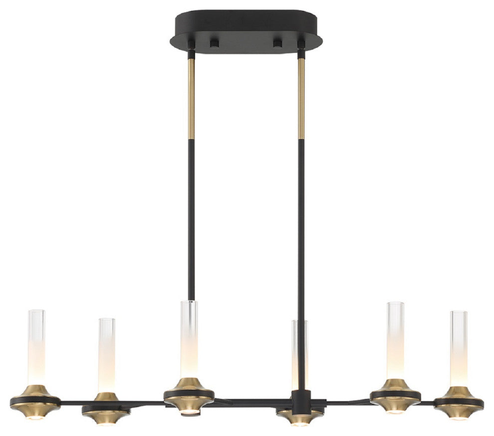 Torcia 12-Light 31.5" Chandelier, Black/Brass