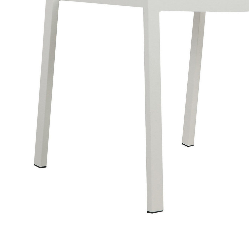 Benzara BM287793 21" Set of 6 Dining Chairs, Aluminum Frames, White Fabric
