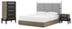 Platform Bed Dresser Chest Nightstand Set, Queen, Brown Oak, Wood, Modern