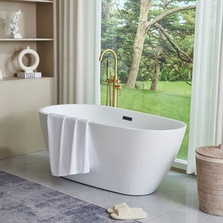 Freestanding Acrylic Bathtub, White/Matte Black, 59"
