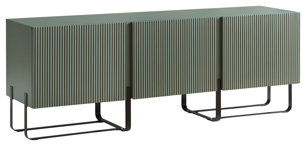 Danel Low Profile 60" W Tv Stand Fits up to 65" With 3-Cabinets, Sage Green