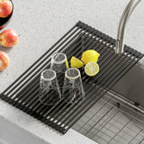 Kraus KRM-10YL Multipurpose Over-Sink Roll-Up Dish Drying Rack, Yellow