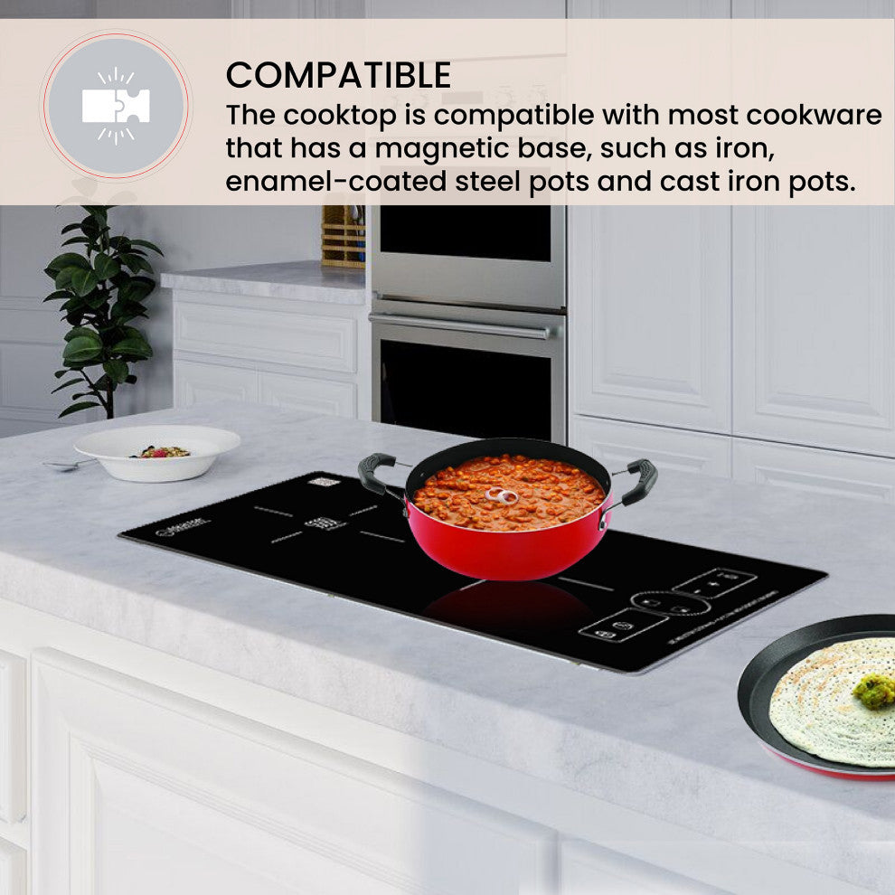 Equator 13" Built in/Freestanding 2 Vertical Burner Induction Cooktop in Black