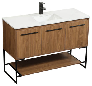 Sue Walnut Brown-Light Bathroom Vanity, Walnut Brown, 48"