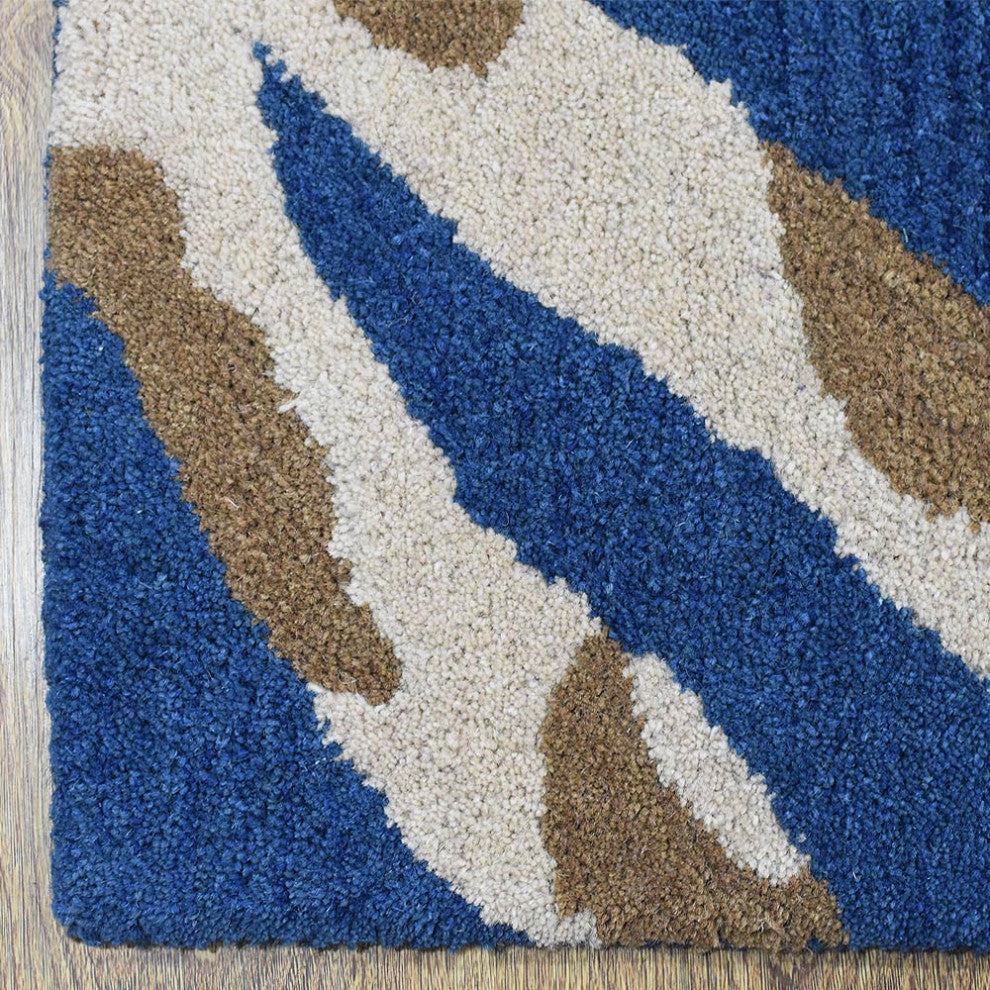 HAND TUFTED WOOL ECO-FRIENDLY AREA RUGS - Square,Blue,Contemporary