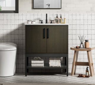 Home Living 30" Single Bathroom Vanity, Mocha Brown