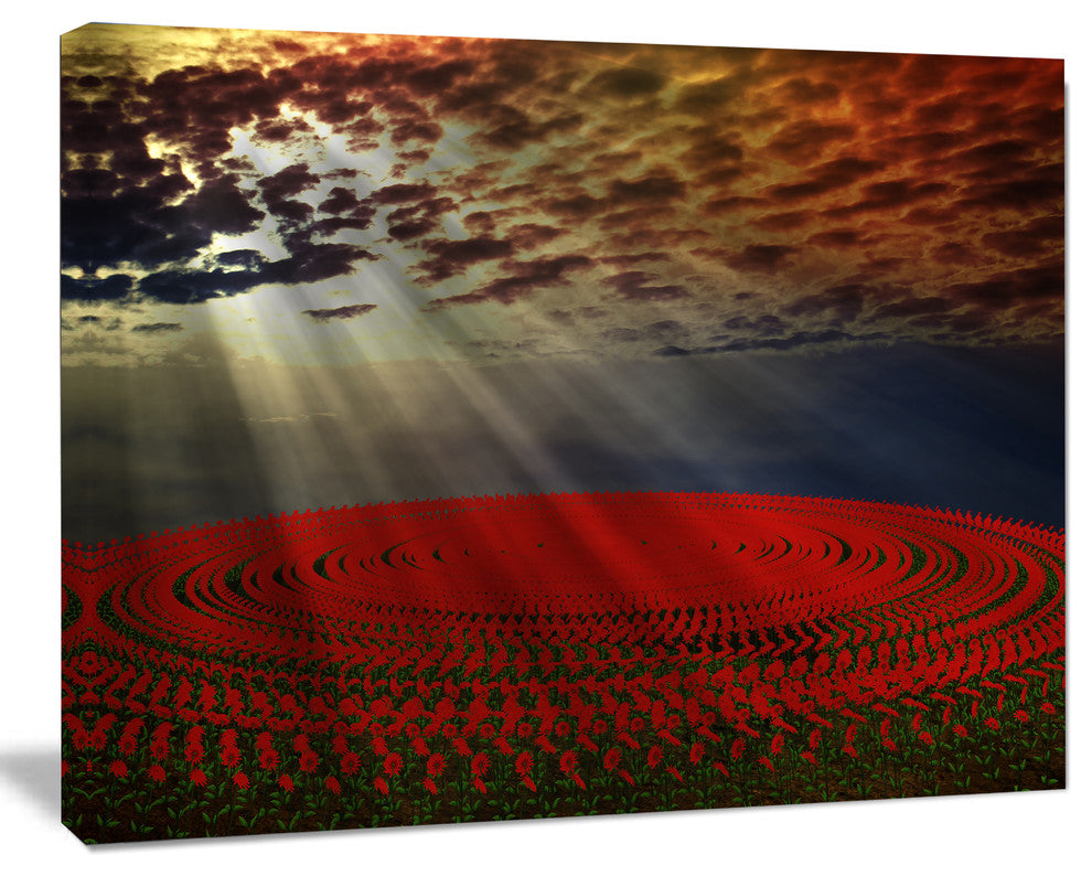 Beautiful Circled Flower Fields, Floral Canvas Art print, 40"x30"