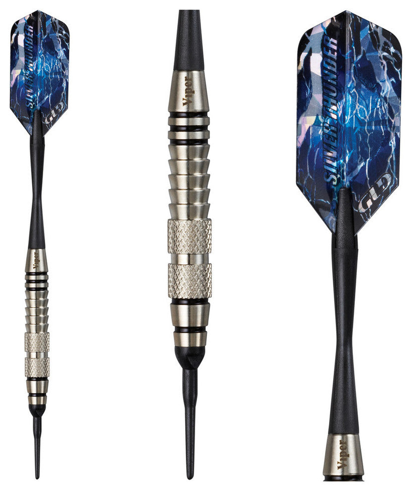 Viper Silver Thunder Soft Tip Darts, 2 Knurled Rings, 18 Grams