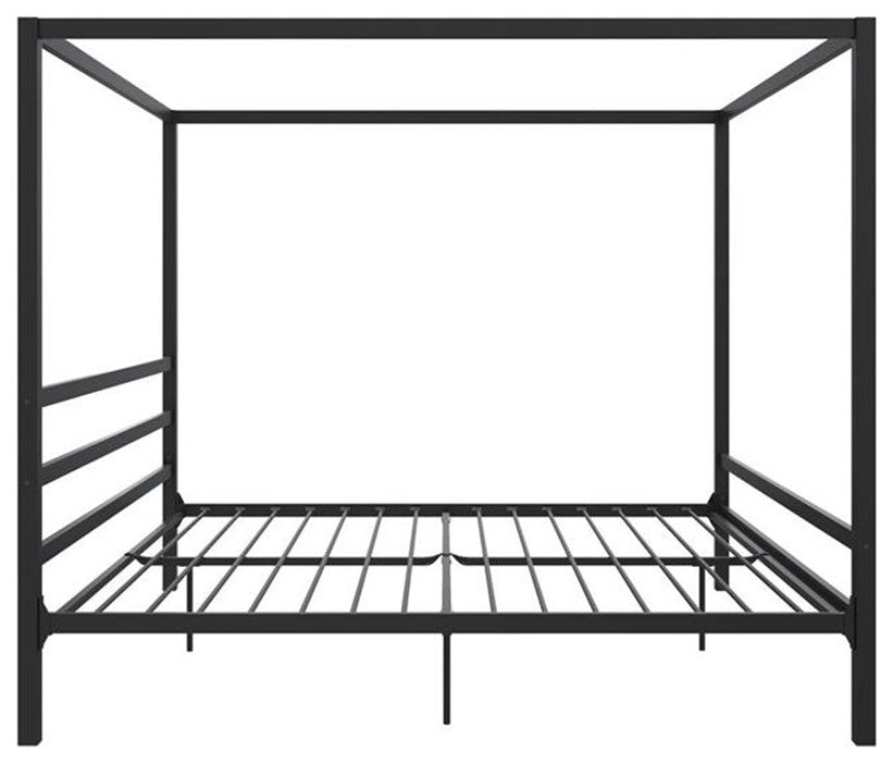 DHP Modern Metal Canopy Poster Bed in King in Black