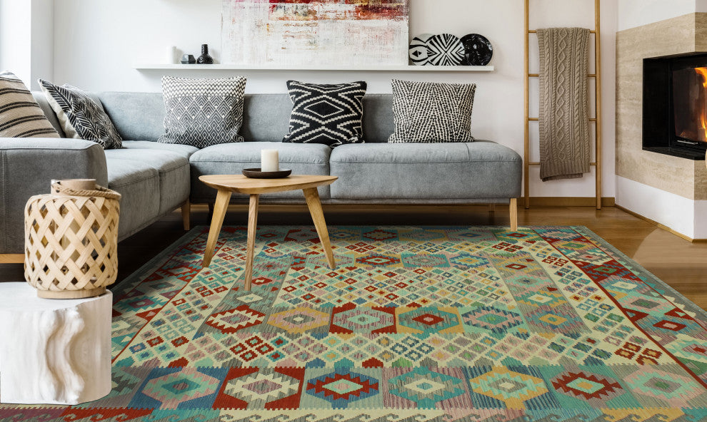 Sangat Kilim Aarif Ivory/Gray Rug, 8'5x11'3