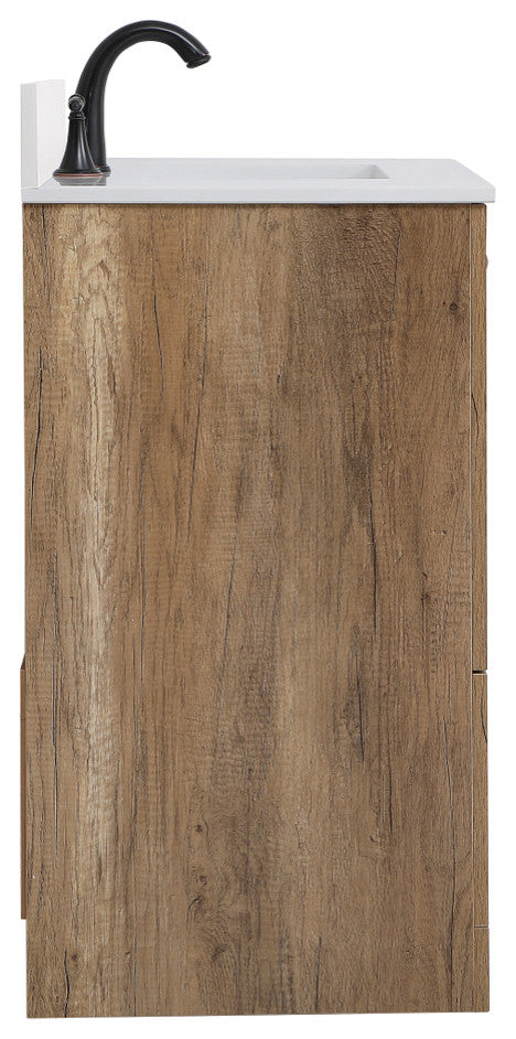 Home Living 30" Single Bathroom Vanity, Natural Oak With Backsplash