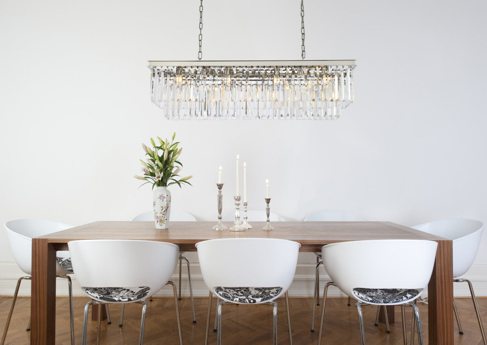 Elegant Lighting 1232D50/RC Sydney 12 Light 50"W Crystal Linear - Matte Black