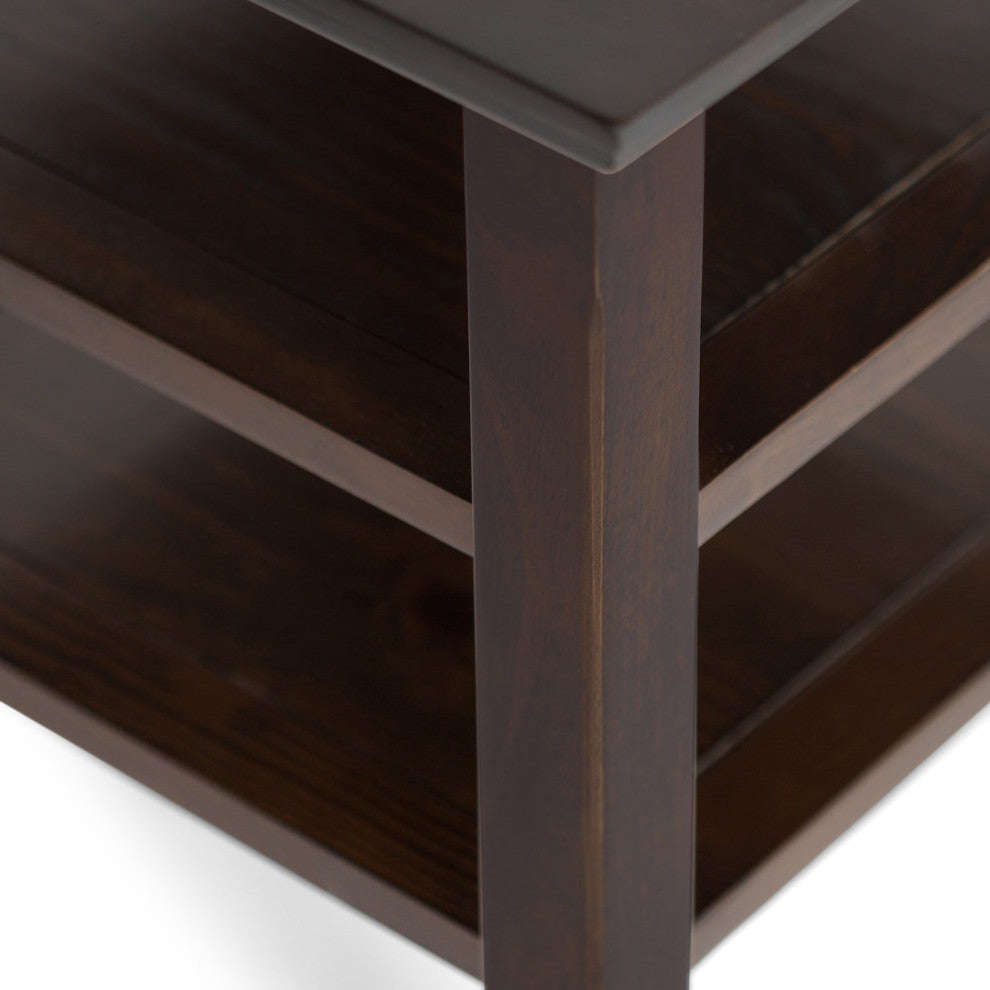 Acadian Solid Wood 19" Square Rustic End Table, Brunette Brown