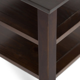 Acadian Solid Wood 19" Square Rustic End Table, Brunette Brown