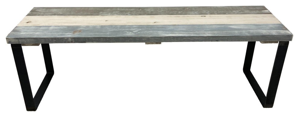 Bedroom or Entryway Bench, Heavy Duty Industrial Metal Legs, Farmhouse Mix, Length 74", Fits King Bed
