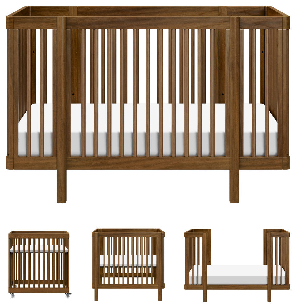 Pogo 8-in-1 Convertible Crib With All-Stages Conversion Kits, Natural Walnut
