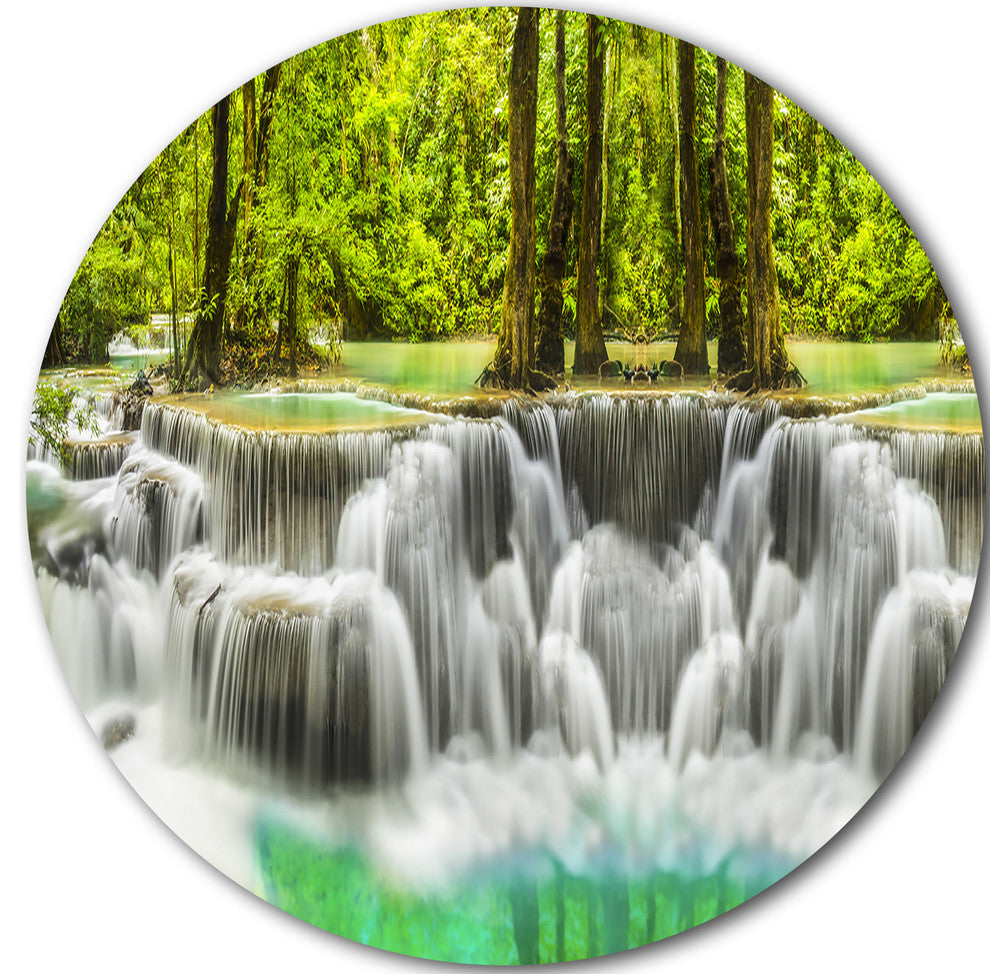 Erawan Waterfall Kanchanaburi Province, Round Wall Art, 38"
