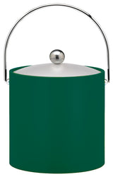Kraftware Metal and Chrome Ice Bucket, Dark Green