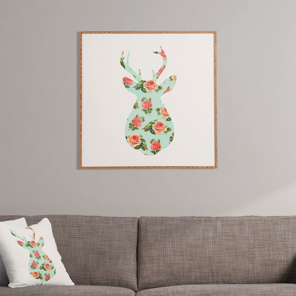 Deny Designs Allyson Johnson Floral Deer Silhouette Framed Wall Art