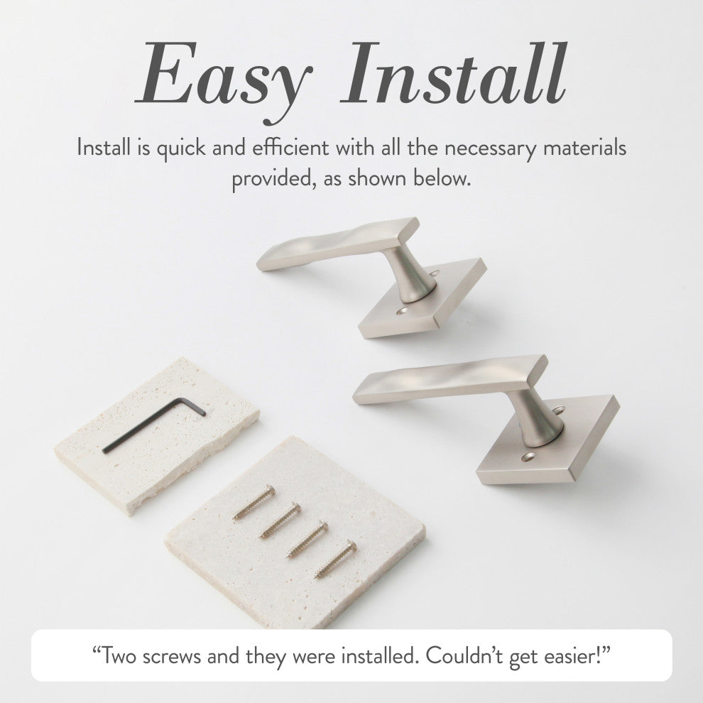Modern Heavy Duty Designer Interior Door Lever - Essex Collection, Satin Nickel, Double Dummy