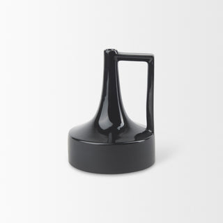 Burton 8.3H Small Glossy Black Ceramic Jug Vase