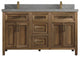 Santa Monica 60 Double Sink Bathroom Vanity in Graywashed Teak 2" Piatra Gray