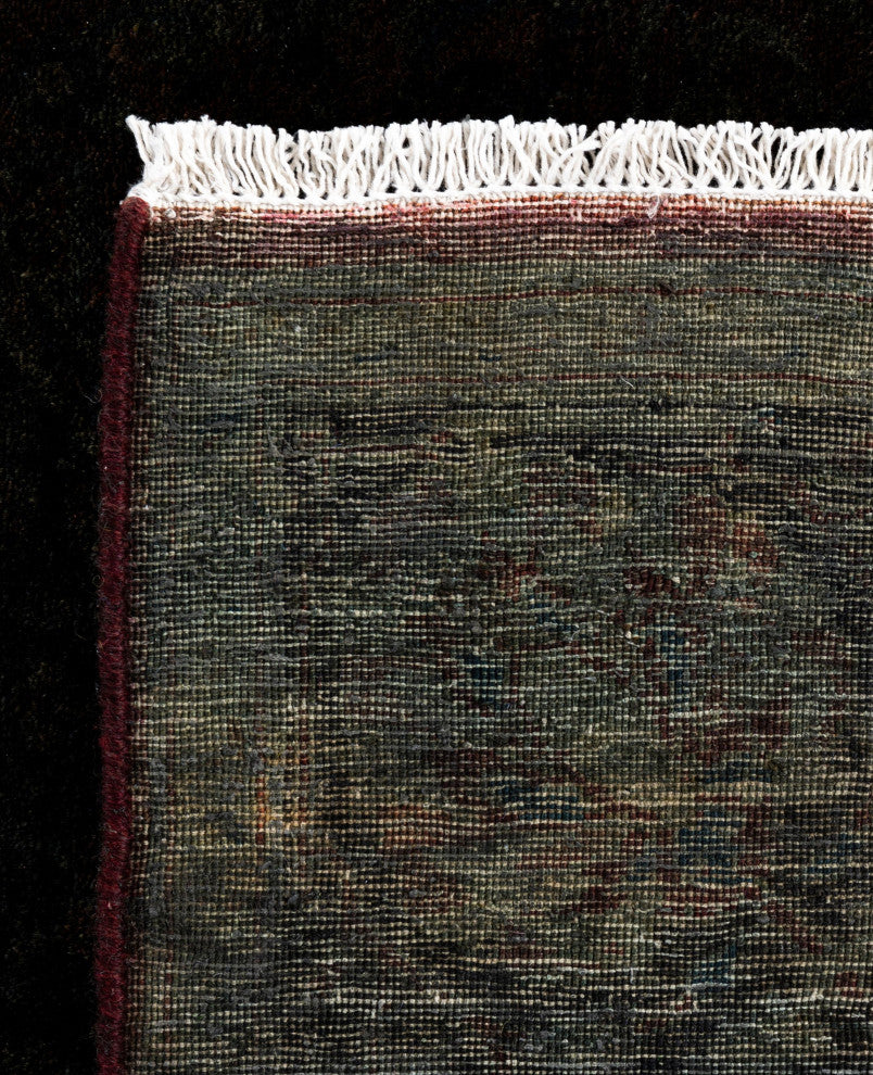Overdyed One-of-a-Kind Hand-Knotted Area Rug Black, 4' 2" x 6' 3"