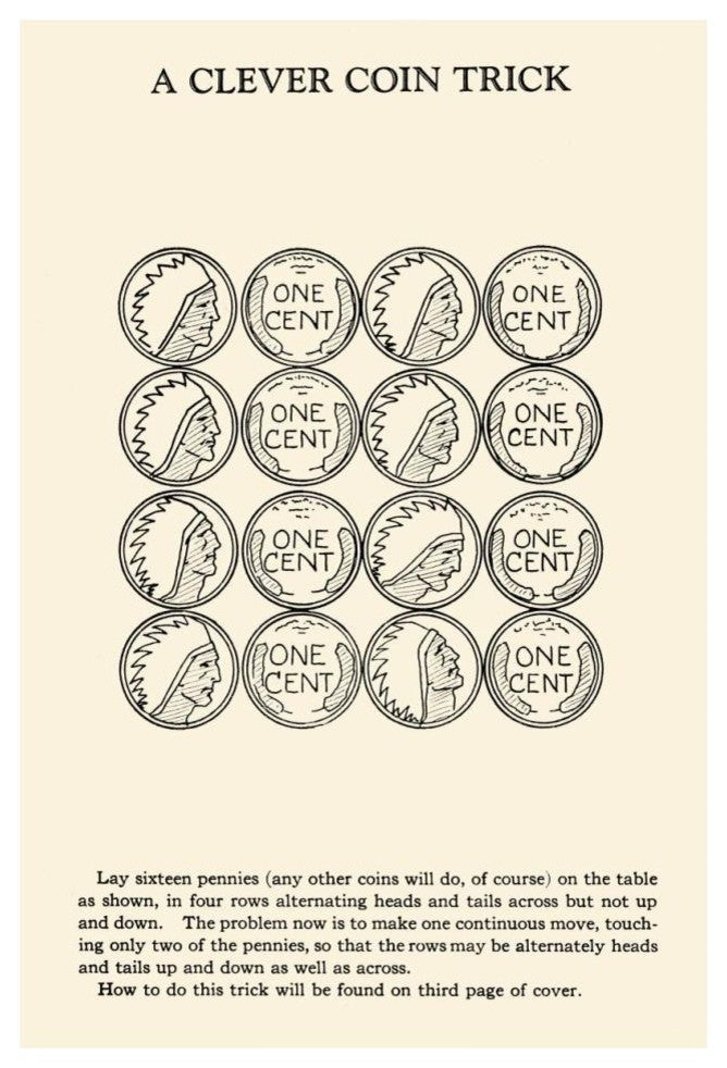 "A Clever Coin Trick - 16 Pennies" Digital Paper Print by Retromagic, 26"x38"