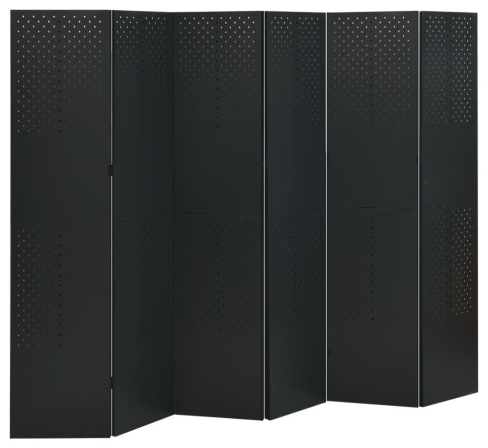 Vidaxl 6-Panel Room Divider Black 94.5"x70.9" Steel