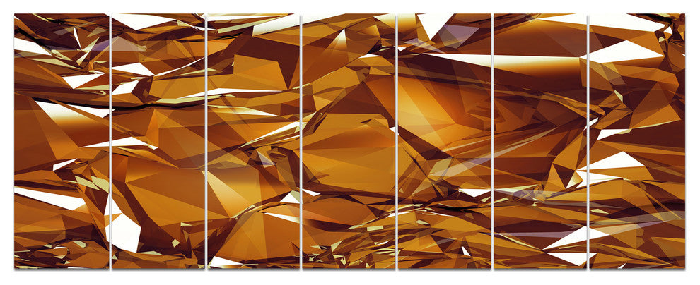 3D Gold Crystal Background, Abstract Canvas Wall Art, 83"x32", 7 Panels