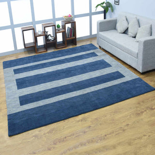 HAND KNOTTED LOOM WOOL ECO-FRIENDLY AREA RUGS-Rectangle,Blue,Contemporary, [Rectangle] 3'x5'