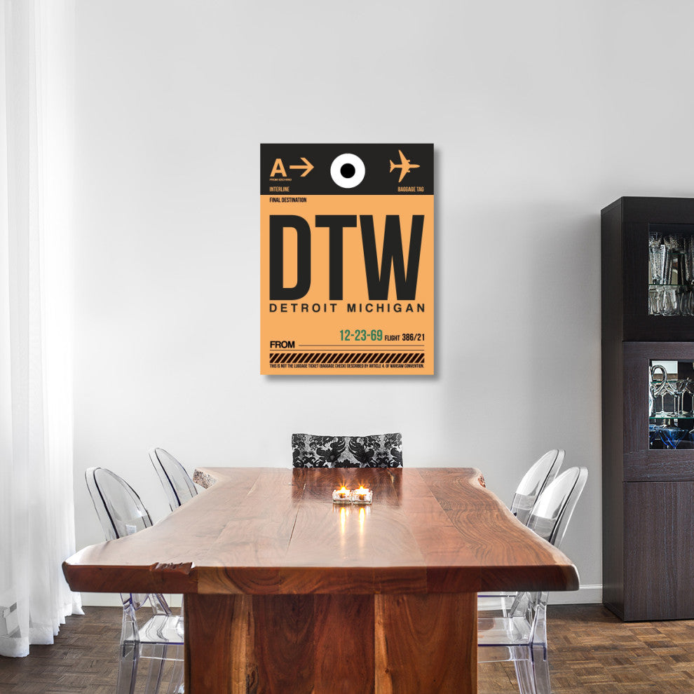 "DTW Detroit  Luggage Tag 1" Fine Art Print