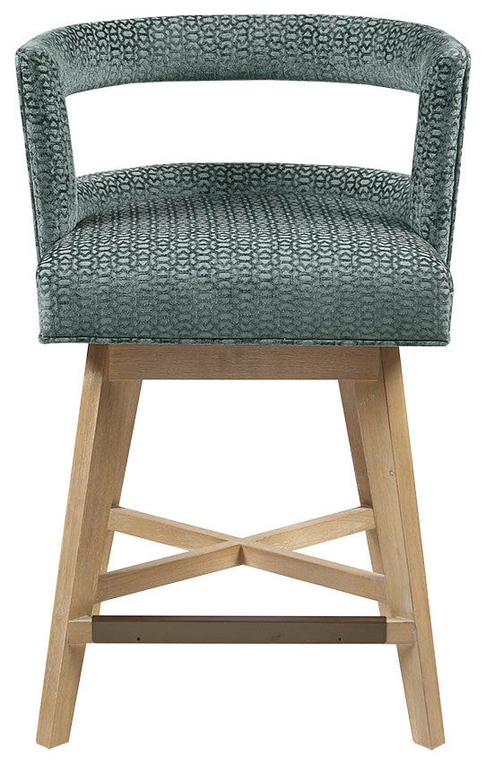 Madison Park Counter Stool Armed Swivel Height Barstools, Teal Blue