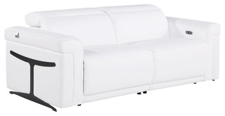 Augusto Top Grain Power Reclining Italian Leather Sofa, White