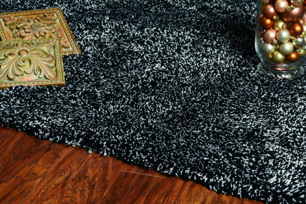 HomeRoots 7' x 9' Polyester Black Heather Area Rug