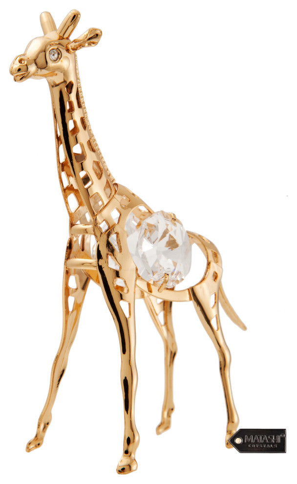 24K Gold Plated Crystal Studded Gold Giraffe Ornament