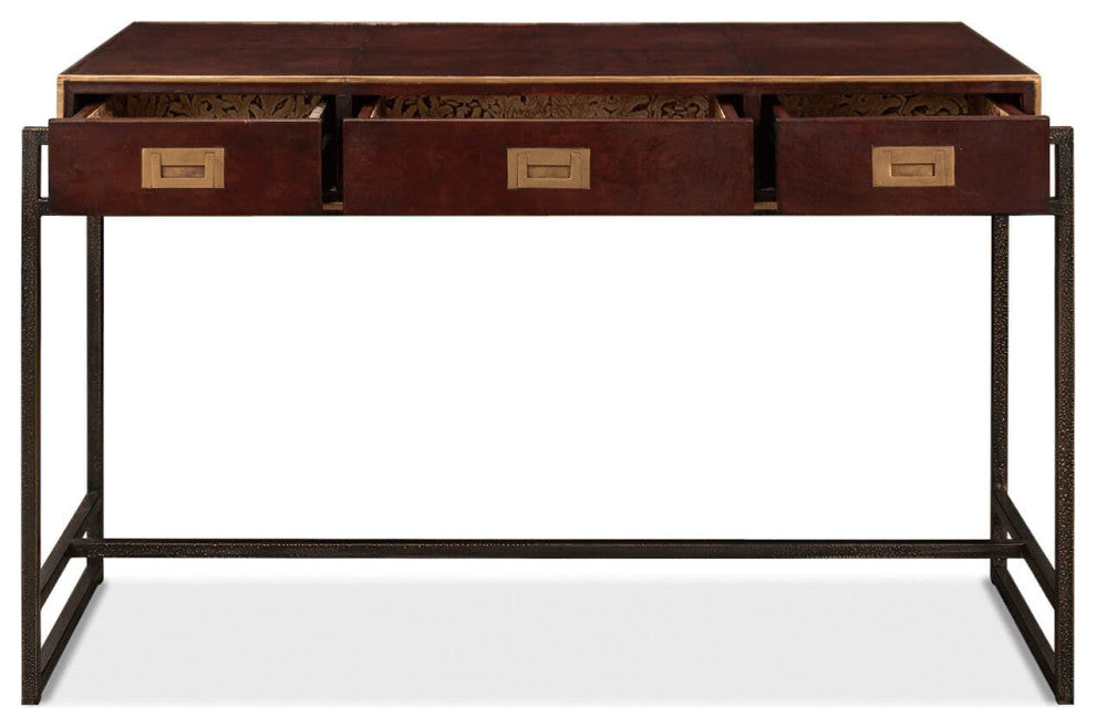 Modern Industrial Leather Desk