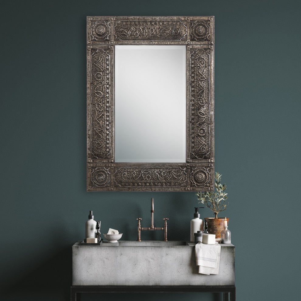 40" Farmhouse Brown Rectangle Mirror