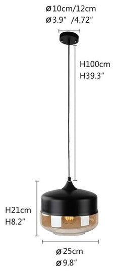 MIRODEMIÂ® Roquebrune-Cap-Martin Loft Chandelier for Kitchen, Black & Amber Aa