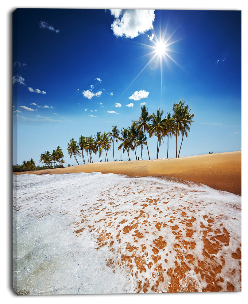 Beautiful Seashore and Palm Trees, Seashore Canvas Art Print, 12"x20"