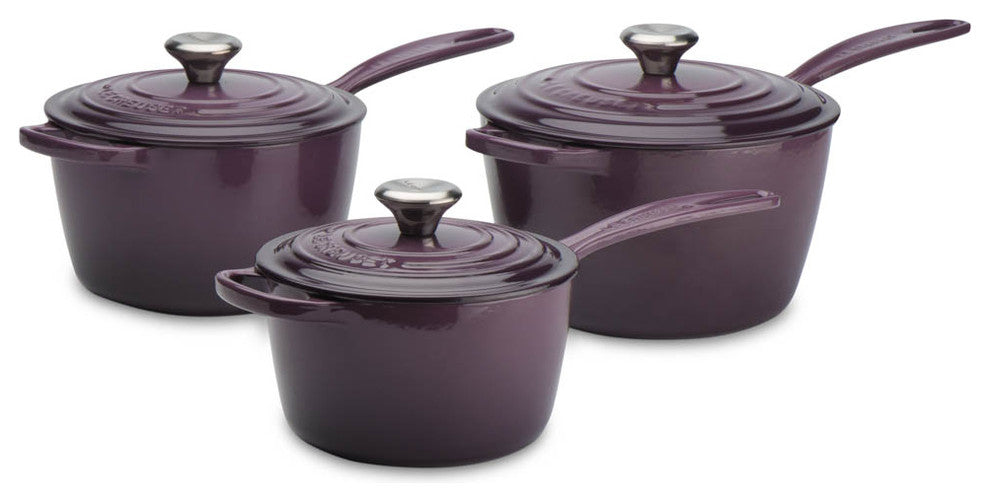 Le Ceruse Signature Cast Iron Saucepan Set, Cassis
