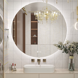 Round LED Vanity Mirror With Backlit, Anti-Fog & Dimmable LED, 36x36