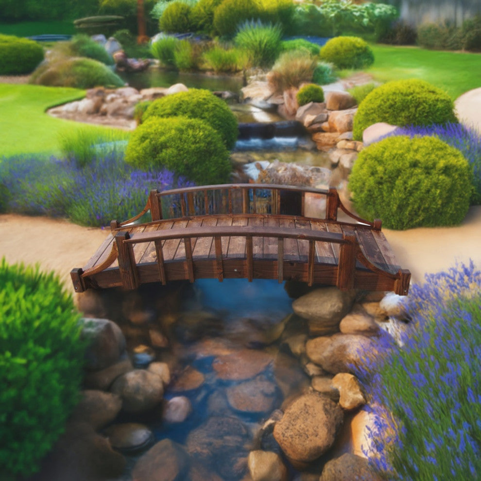 SamsGazebos 8 ft French Country Wood Garden Bridge
