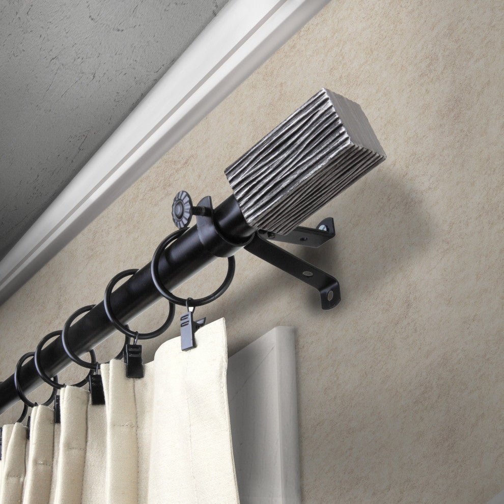 Orchard 13/16" Diameter Curtain Rod, Black, 18-28"