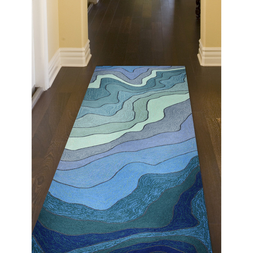 Ravella Mykonos Indoor/Outdoor Rug, Water, 2'x8' Runner