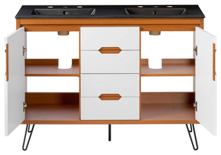 Energize 48" Double Sink Bathroom Vanity, Cherry White Black