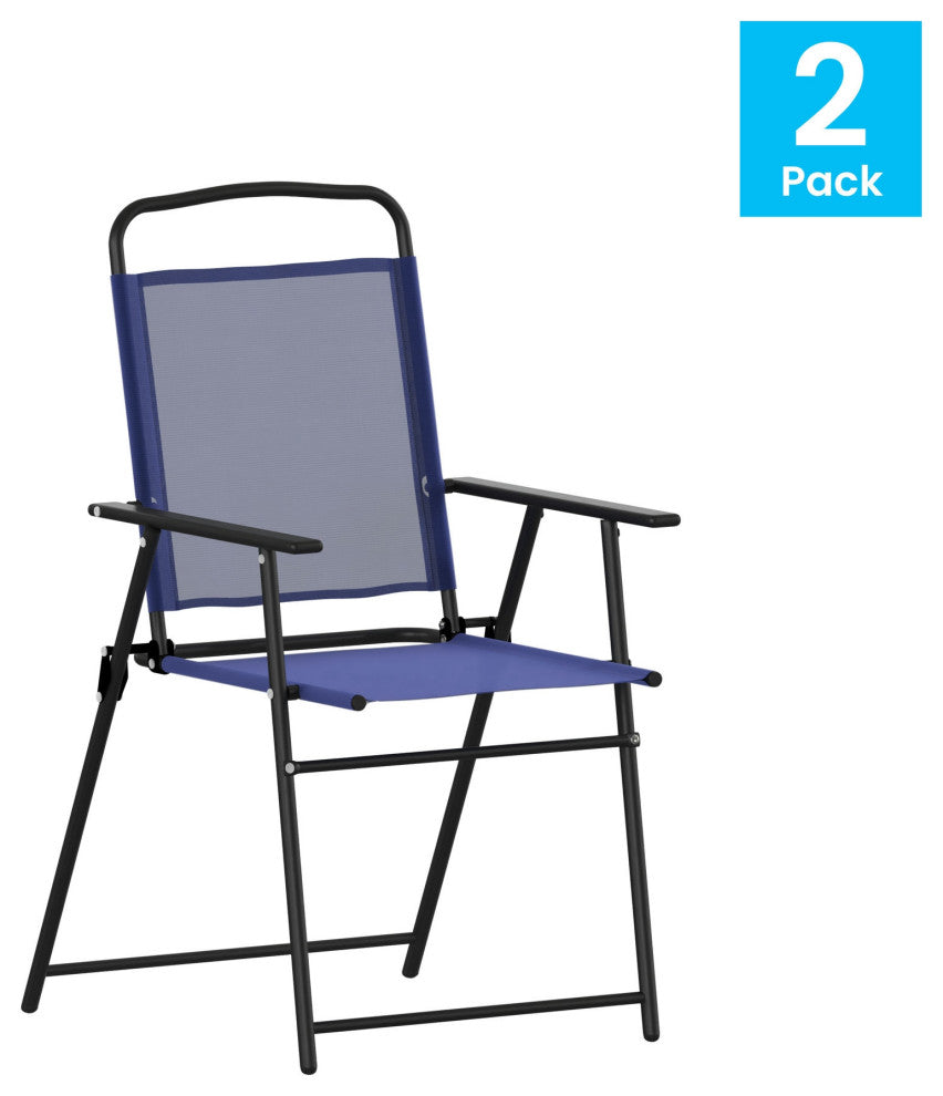 Mystic Patio Sling Chairs with Armrests Set of 2, Navy