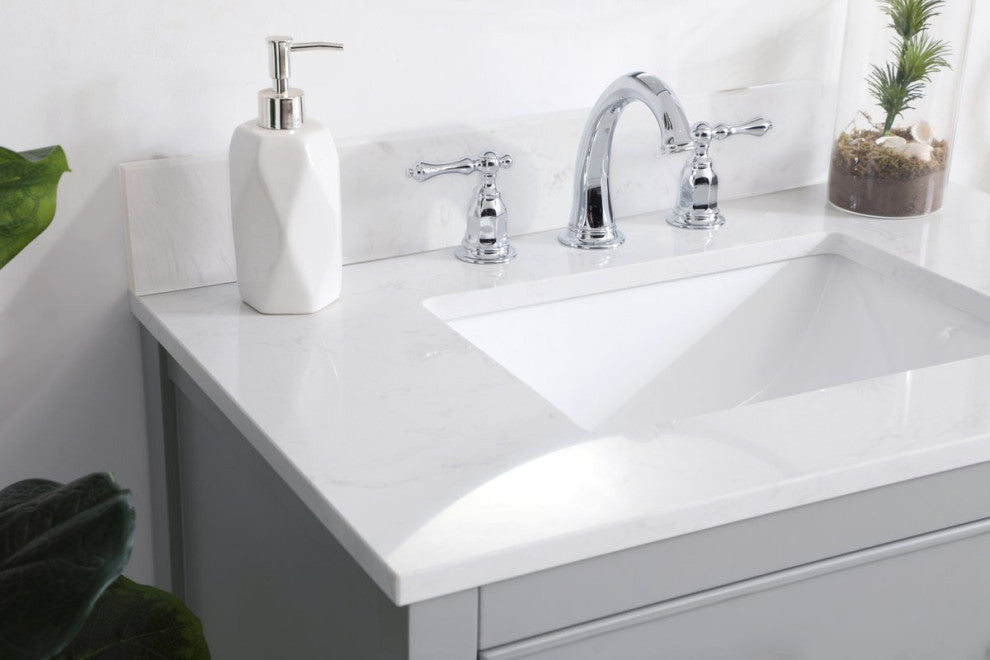 Skylar 30" Single Bathroom Vanity, Gray With Backsplash