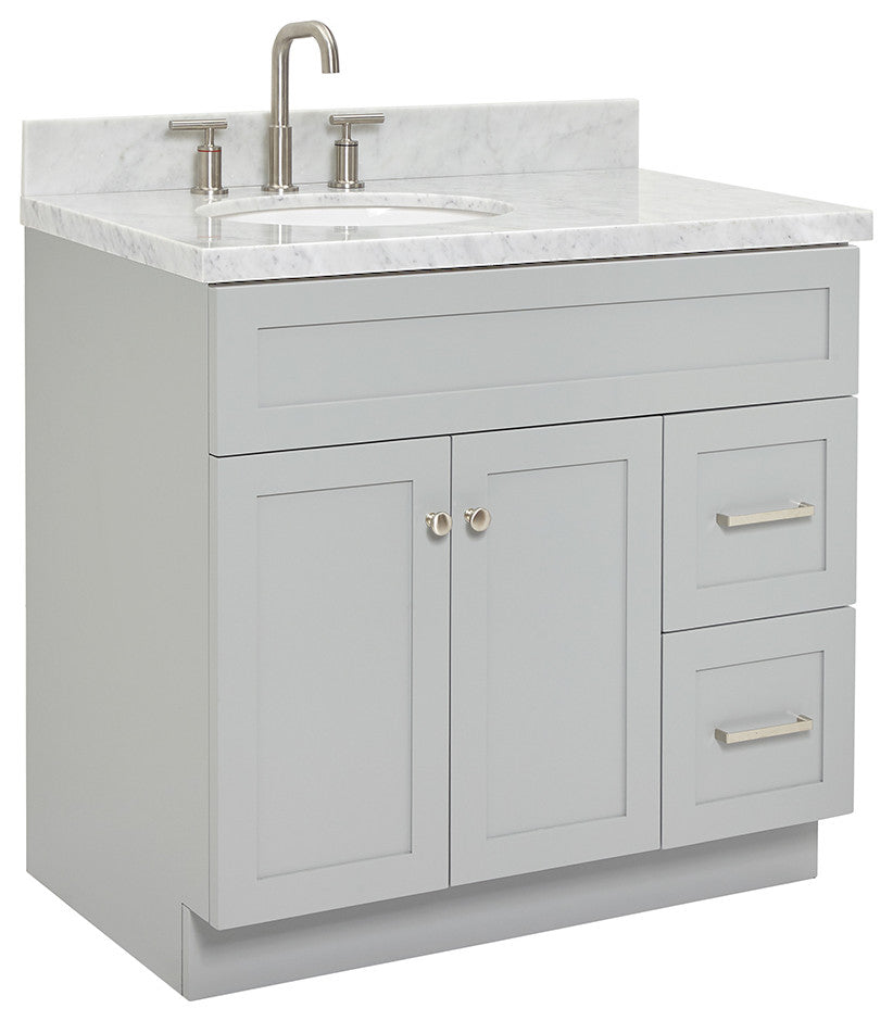 Ariel Hamlet 37" Left Oval Sink Bath Vanity Carrara Marble Grey