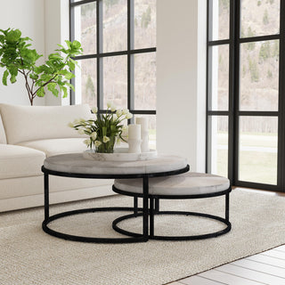 Hayword Hide Set of 2 Nesting Coffee Tables, Sparrow Gray